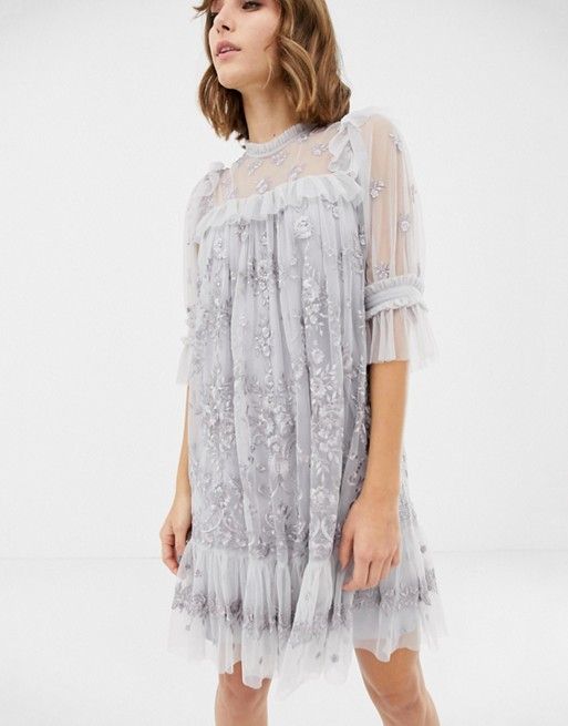 outlet for sale outlet store best sneakers Needle & Thread lace high neck mini dress in dusk blue | Needle ... outlet for sale outlet store best sneakers Needle & Thread lace high neck mini dress in dusk blue | Needle ...