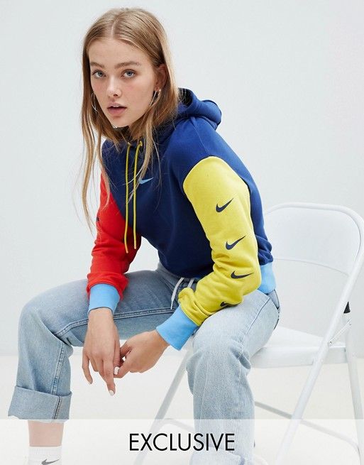 nike colour block hoodie women's