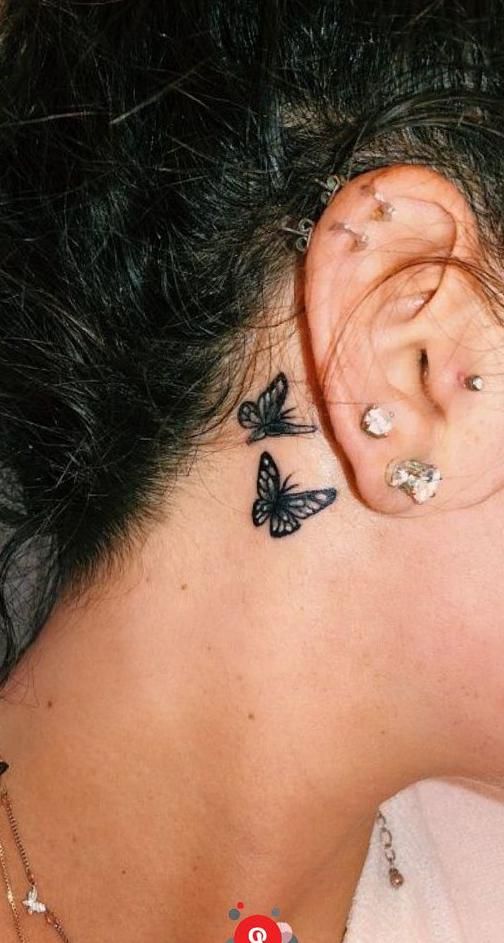 42 Charming Butterfly Tattoo Designs And Meanings For Girls Butterfly Tattoos Animal Tattoo Ideas In 2020 Neck Tattoos Women Behind Ear Tattoos Cute Tattoos For Women