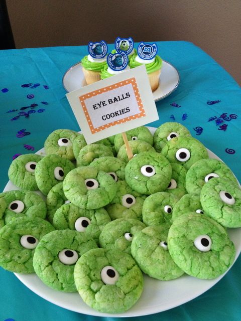 Monsters Inc Birthday Party cookies!  See more party ideas at CatchMyParty.com!