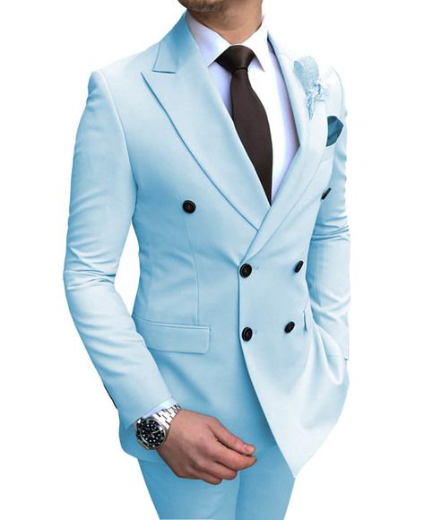 Men Ivory Linen Suit Double Breasted Tuxedo Peak Lapel Party Prom Dinner Suit