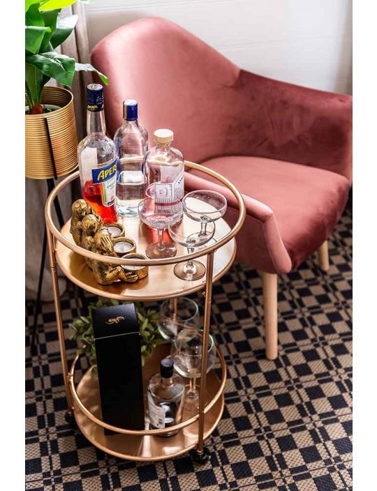 Small Round Drinks Trolley Rose Gold Sue Ryder Tail Small Round Drinks Trolley Rose Gold, Round Drinks Trolley Table