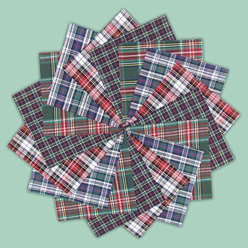 6 Red Tartan Cut Out Fabric Plaid Applique Cotton Scottish Hearts
