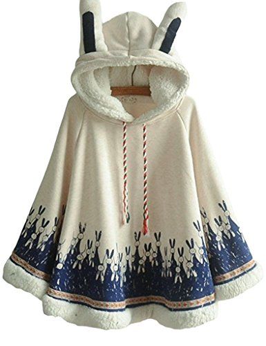 Aza Boutique Girl\'s Cute Cotton Blend Rabbit Ears Hooded Cape