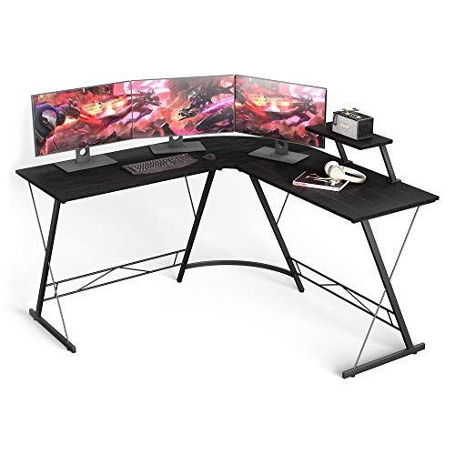 L Shaped Desk Home Office With Round Corner Computer Large Monitor Stand Works Corner Computer Desk, Large Round Computer Table