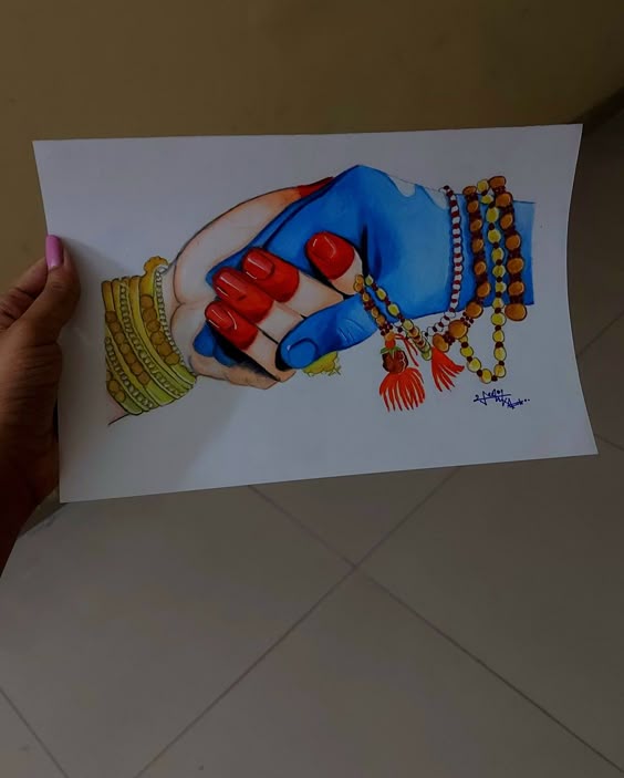 Shiv parvati hands Colour sketch