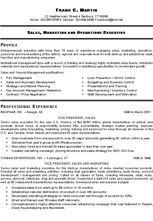 Marketing Sales Executive | Executive Resume, Sales Resume Examples, Job Resume Examples