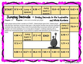 decimal division board games no prep 10 games decimal division decimals learning support