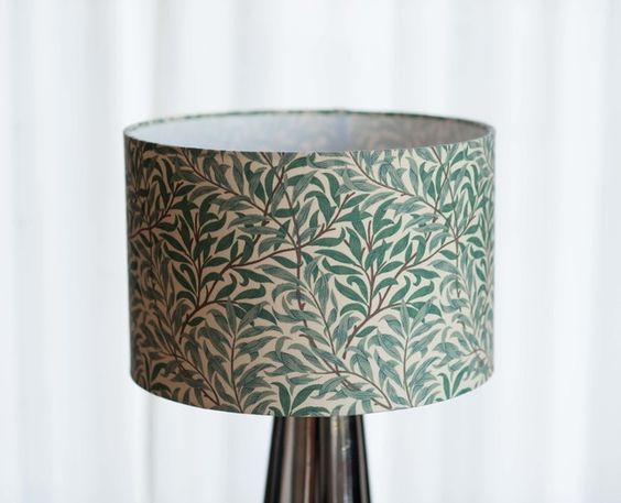 Handmade Tapered Drum Lampshade William Morris Willow Bough Green fabric 25cm