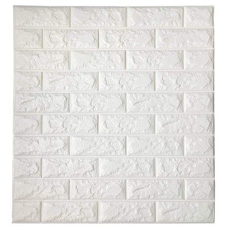 Dodoing 5pc Wallpaper 3d Brick Wallpaper Removable Peel And Stick Pe Wallpaper For Living Room Bedroom Background Wall Decoration White 23 6in X 11 8in Wal Stone Wall Panels Wall Stickers Wallpaper