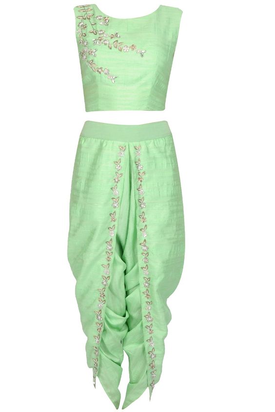 Pants, Crop Top and Dhoti Set