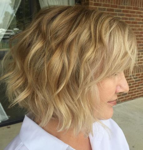 Delicate Wavy Golden Blonde Bob
