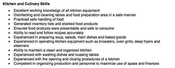 Kitchen and Culinary Resume Skills - resumesdesign - culinary resume Kitchen and Culinary Resume Skills - resumesdesign - culinary resume