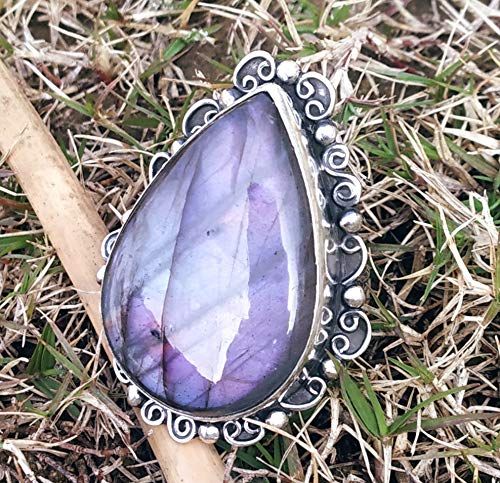 silver ring 92.5 sterling silver jewellery Purple Labradorite ring natural stone