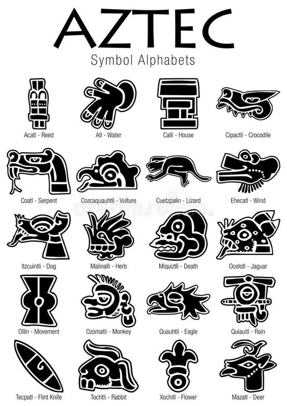 Set Of Aztec Symbol Alphabets In Black Color Stock Vector - Illustration of element, decorative: 77361979