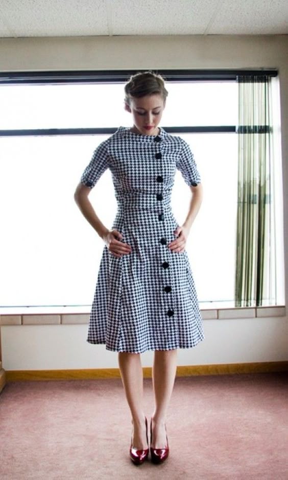 Shabby Apple black and white houndstooth dress