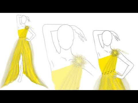 How To Create A Yellow Dress طريقة تصميم فستان أصفر Youtube Fashion Design Yellow Dress Yellow