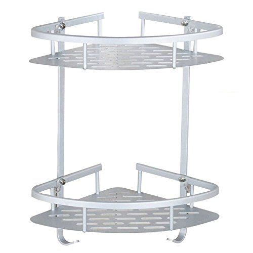 Bathroom Corner Shelves Aluminum Alloy Anodised 2 Tier No Drilling Diy Shower Caddy Shelf Bath Rack Storage Bathroom Shelves Kitchen Wall Rack Shower Storage