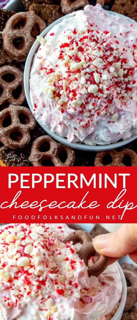 his Peppermint Cheesecake Dip recipe is a creamy, delicious, and quick and easy holiday dessert dip that comes together in just 5 minutes perfect for your Christmas desserts recipes holiday party!