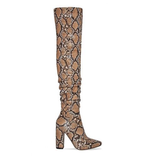Limsea Snakeskin Over The Knee Boots for Women Stiletto Long Thigh High Nightclub Booties Wedding Party Winter Shoes