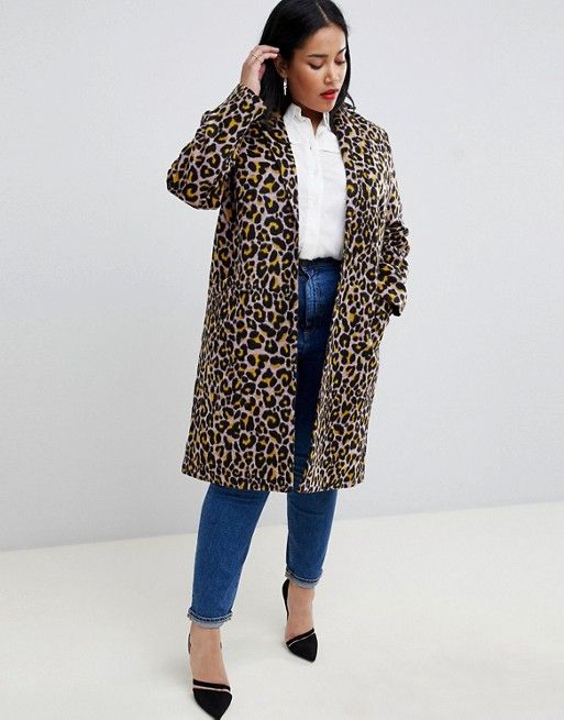 ASOS Curve | ASOS DESIGN Curve coat in leopard