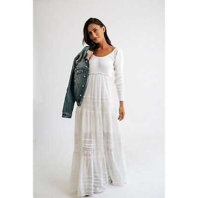 Free People NWT Earth Angel Ivory Maxi Dress Small S New OB1026318 Free People NWT Earth Angel Ivory Maxi Dress Small S New OB1026318