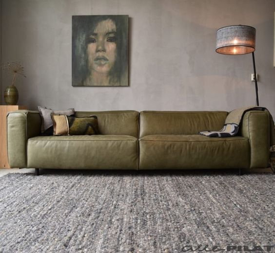 Thanh lịch và hiện đại với nội thất sofa da tphcm màu xanh olive