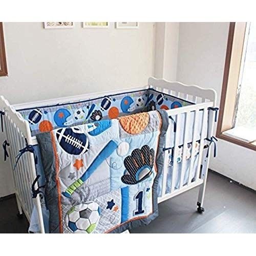 8 Pcs Baby Boy Crib Set Nursery Bedding Sports Bumper Pads Sheet Quilt Blanket Sets Blue - Boy Baby Crib Bedding Sets 8 Pcs Baby Boy Crib Set Nursery Bedding Sports Bumper Pads Sheet Quilt Blanket Sets Blue - Boy Baby Crib Bedding Sets