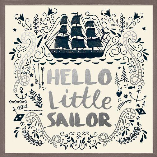Bridgeton Hello Little Sailor Embellished Stretched Framed Art Framed Canvas Art Art Canvas Frame