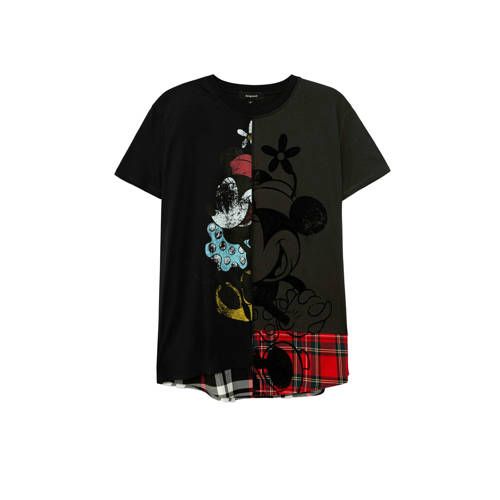 Desigual Mickey Mouse T Shirt Met Printopdruk Zwart Rood Antraciet Mickey Mouse T Shirts Zwart