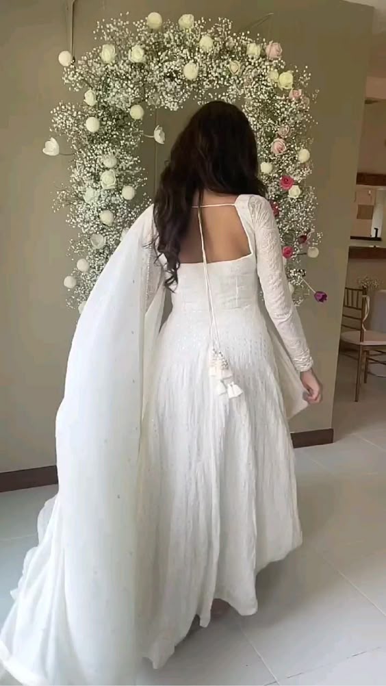 White chikankari anarkali