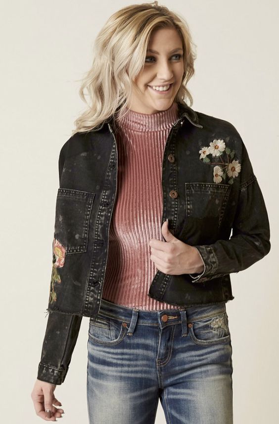 Embroidered Jean Jacket : Dance & Marvel Floral Jacket | Buckle
