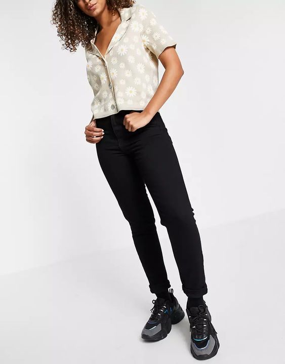 Topshop Premium Mom jean in black denim asos jeans