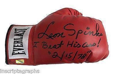 Leon Spinks Signed Boxing Glove #D/10 "I Beat His A** 2/15/78" Autograph Ali