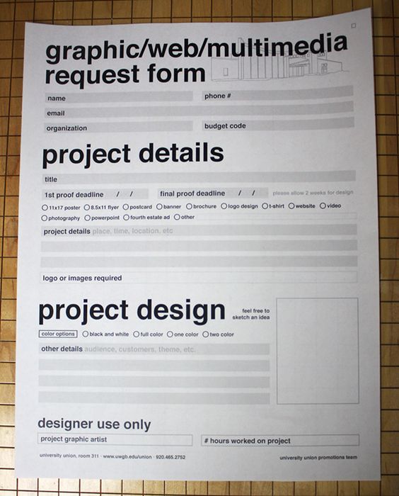 UWGB Graphic Request Form on Behance Forms \ Stationeries - job request form UWGB Graphic Request Form on Behance Forms \ Stationeries - job request form