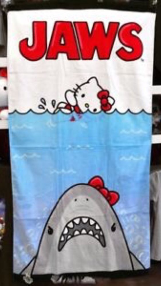 Universal Studios Hello Kitty Jaws Movie Poster 30 X 60 Beach Universal Studios Hello Kitty Jaws Movie Poster 30 X 60 Beach Towel New Ebay