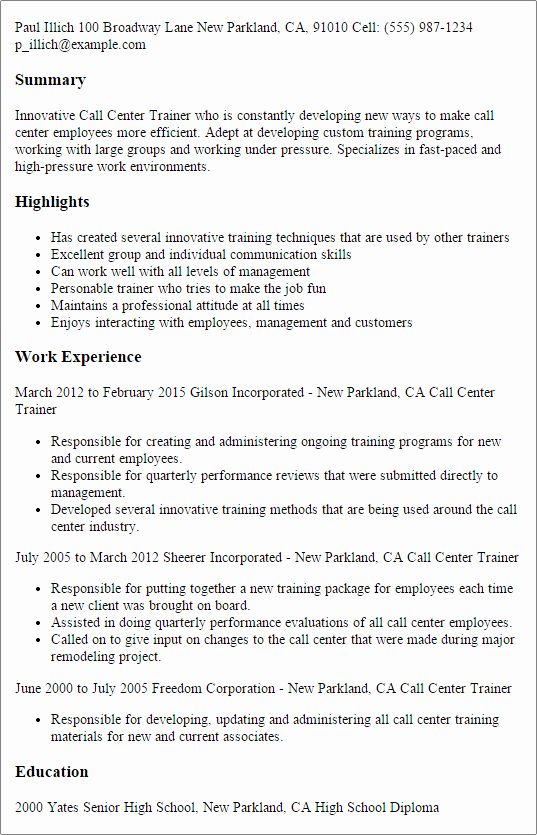 Create Charming Call Center Supervisor Resume With Perfect Structure Call Center Resume Format For Freshers Manager Resume