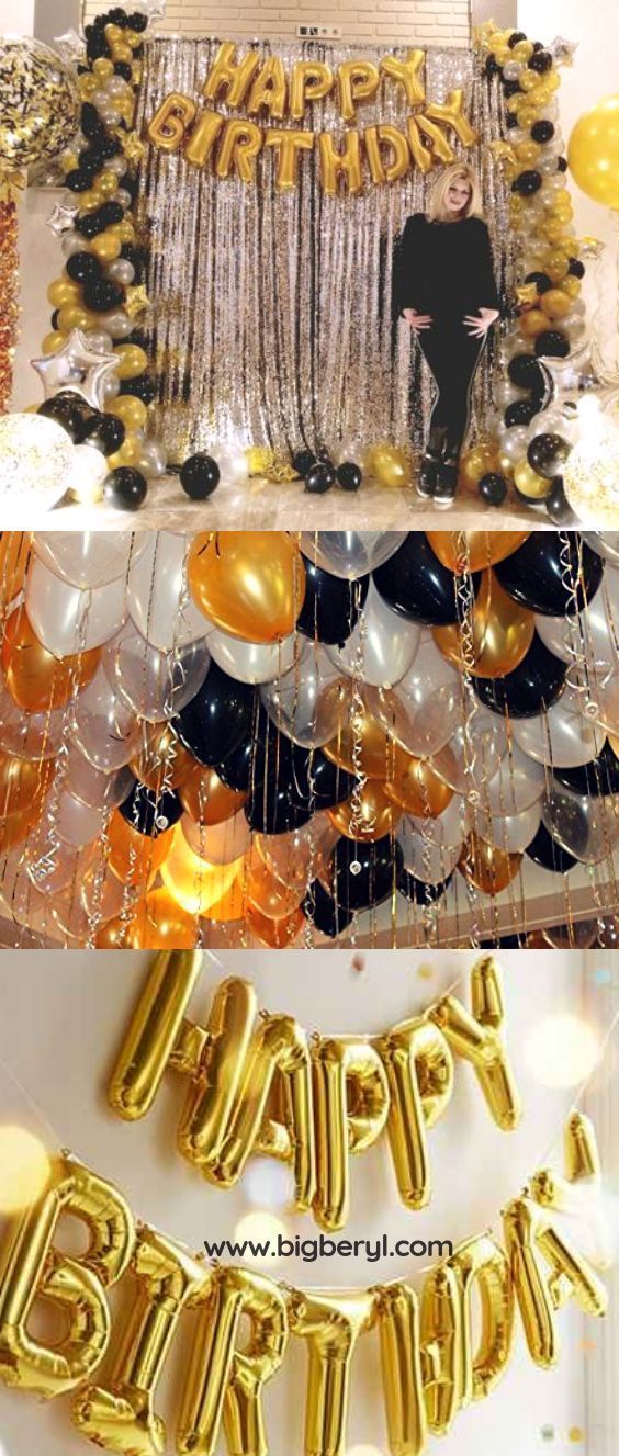 6 x 12/" 60th Birthday Party Decoration Balloons Black /& Gold Mix