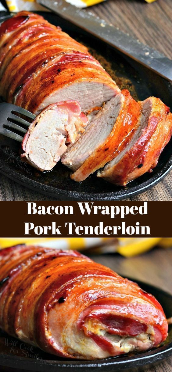 Garlic Dijon Bacon Wrapped Pork Tenderloin