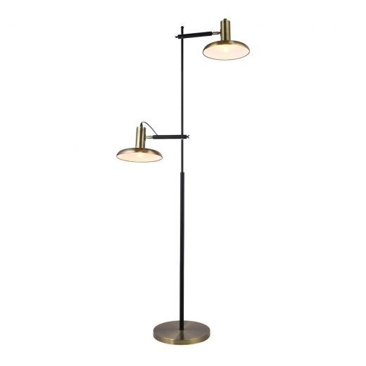 Nella Twin Head Metal Floor Lamp Black And Brass In 2020 Metal Floor Lamps Lamp Floor Lamp