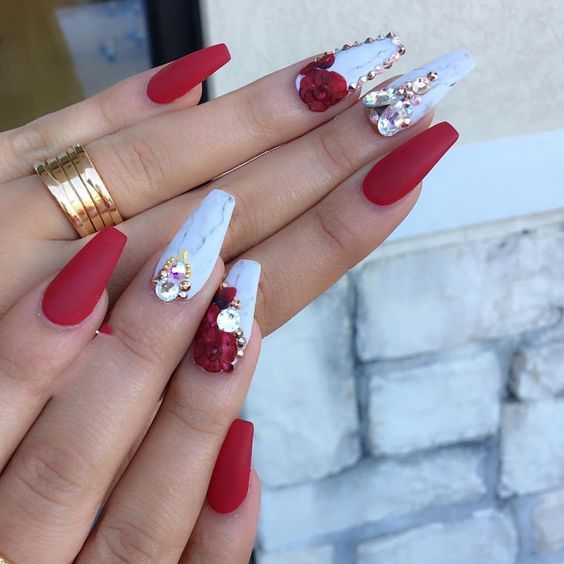 Red Marble Nails Marble Nail Designs Red Nails Prom Nails Red