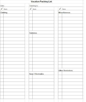 Vacation Packing List Printable travel Pinterest Vacation - packing checklist template Vacation Packing List Printable travel Pinterest Vacation - packing checklist template