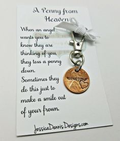 Penny From Heaven - Custom Hand Stamped Penny - Memorial Penny Clip - Angel Penny with Name - Pennies From Heaven Poem Gift - Personalized