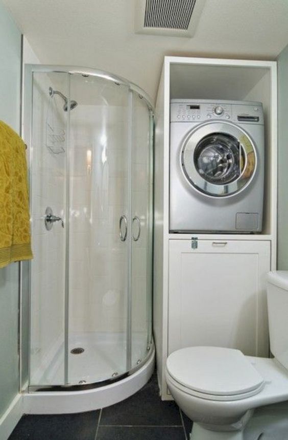 15+ Elegant Space Saving Ideas for Tiny Bathroom #bathroomideas #bathroomdesign #bathroomdecor