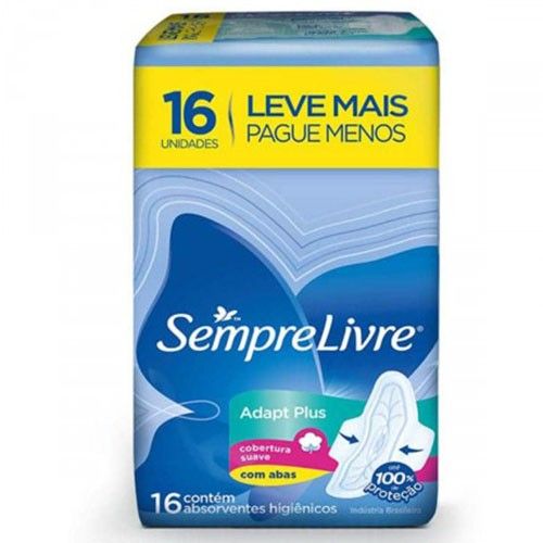 Absorventes Sempre Livre Adapt Plus Cobertura Suave Com Abas 16 Unidades Absorvente Sempre Livre Sempre Livre Absorvente
