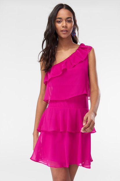 Fusya Tek Kol Firfirli Elbise Elbise The Dress Moda Stilleri Fusya Tek Kol Firfirli Elbise Elbise The Dress Moda Stilleri