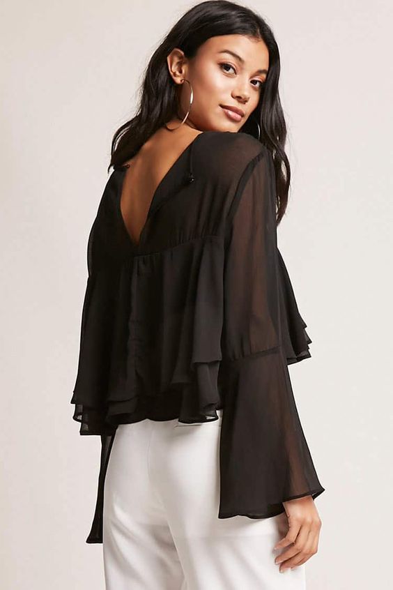 Product Name:Tiered Chiffon Flounce Top, Category:CLEARANCE_ZERO, Price:35