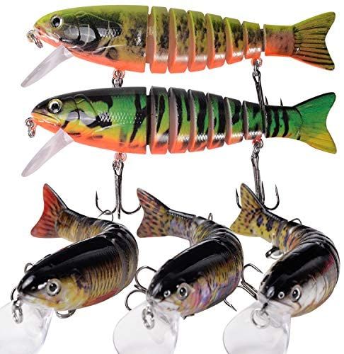 5 Pcs Lifelike Fishing Lures for Bass Trout Top Water Slow Sinking Durable Swimbaits for Fishing Lovers Fishing Tackle Kits