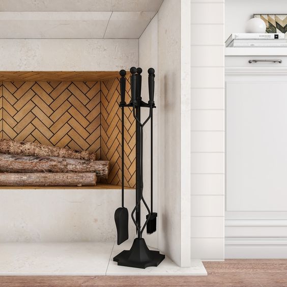 Lavish Home 80-FPTS-3 Fireplace Tools Matte Black