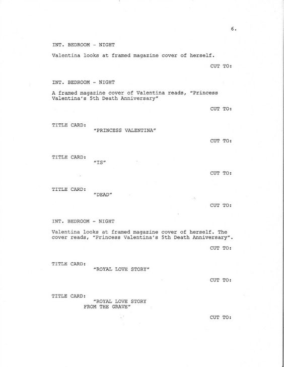 Page 6 of Royal Love Story From The Grave - Sample Screenplay - screenplay template Page 6 of Royal Love Story From The Grave - Sample Screenplay - screenplay template